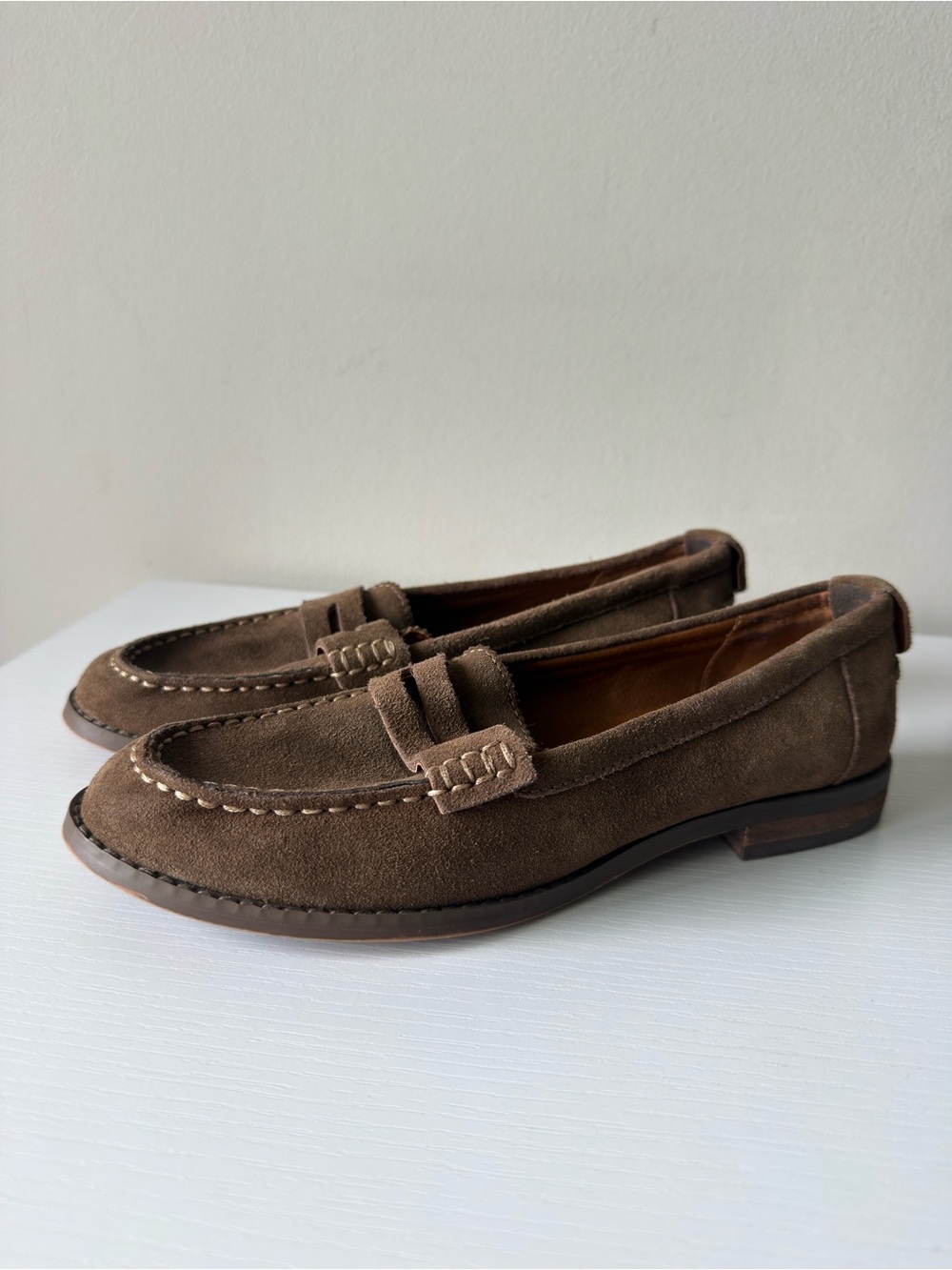 Calvin Klein Brown Suede Penny Loafers